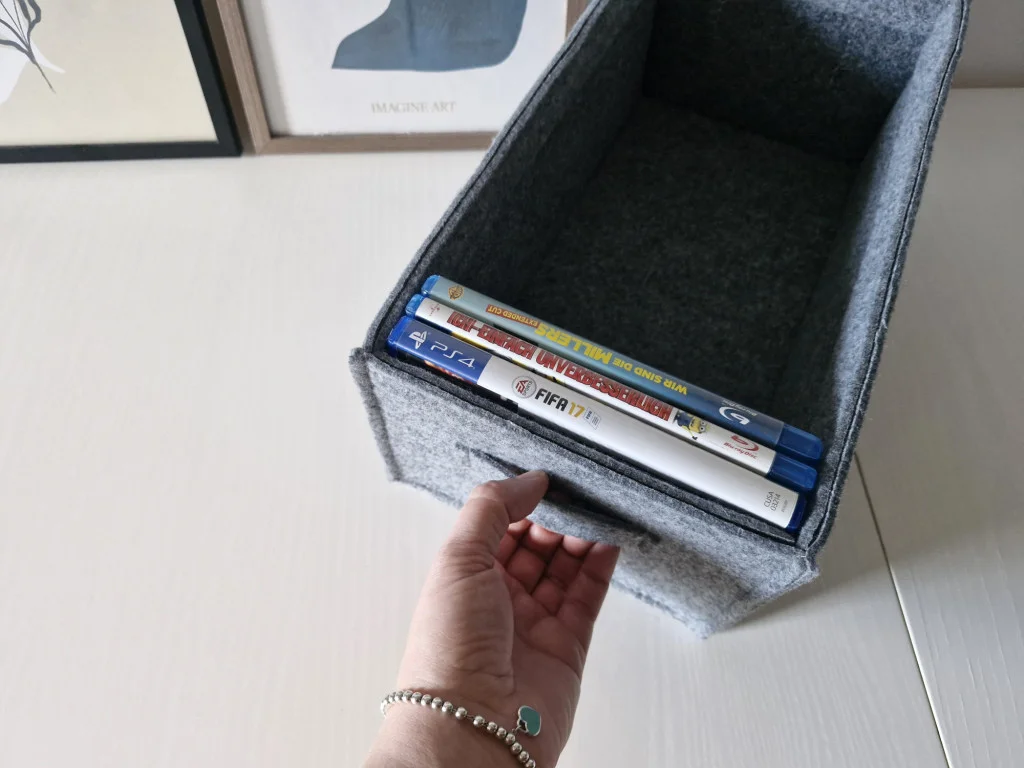Bluray Korb mit Filzgriff, Bluray Aufbewahrung, Blu-ray Box
