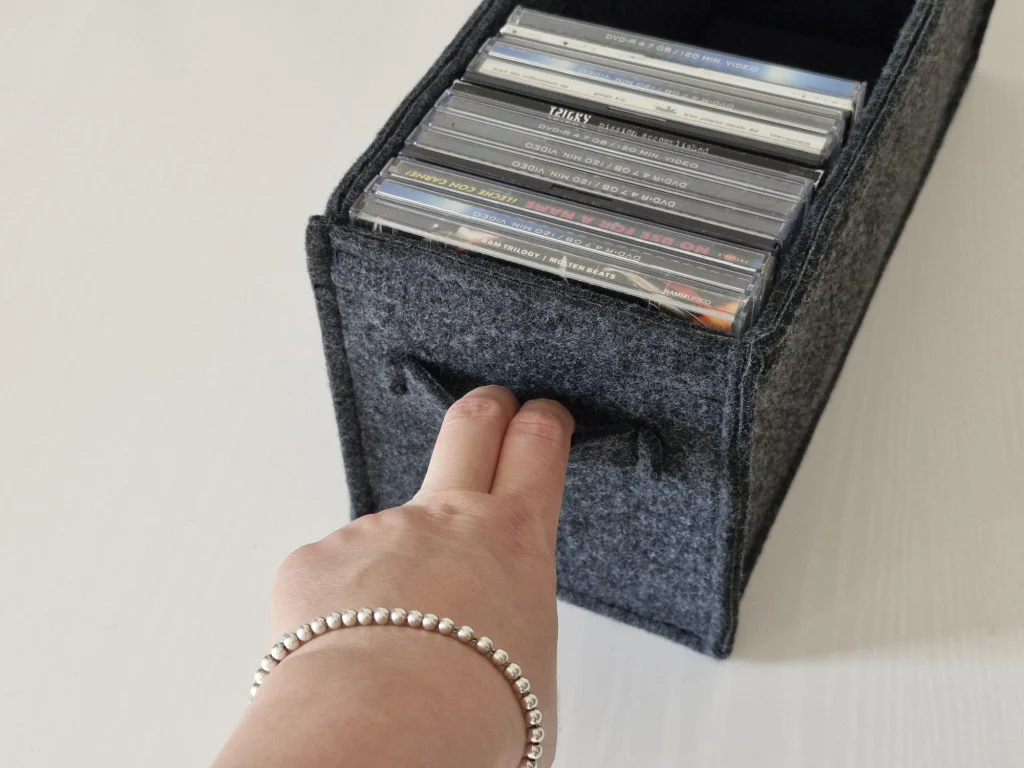 Filzkorb für CD´s mit Filzgriff