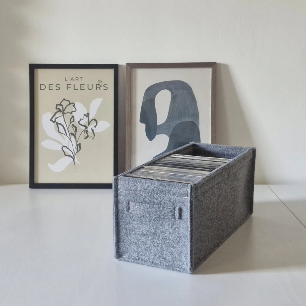 Filzkorb für CD´s mit Filzgriff