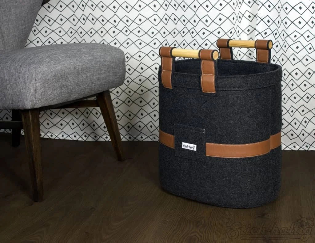Filzkorb Leder cognac