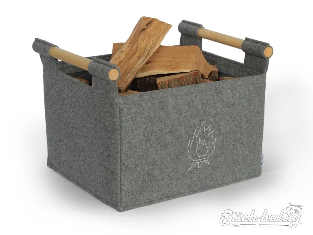 Holzkorb hellgrau