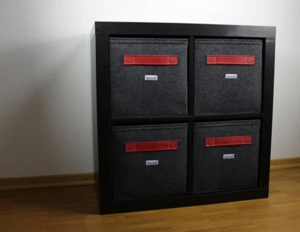 Regalkorb mit Ledergriff dunkelrot