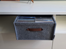 Handgefertigte Filzbox mit Echtledergriffen – stilvolle Ordnung für CDs