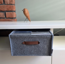 Detailansicht: Filzbox mit Ledergriff – hochwertige Verarbeitung von STICH-HALTIG