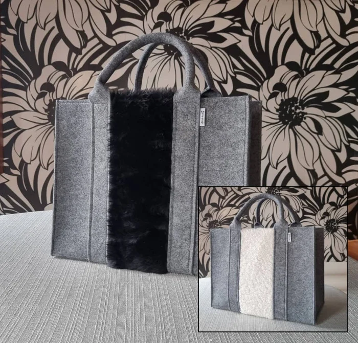 Moderne Filzhandtasche Einkaufstasche Bürotasche Shopper Streifen