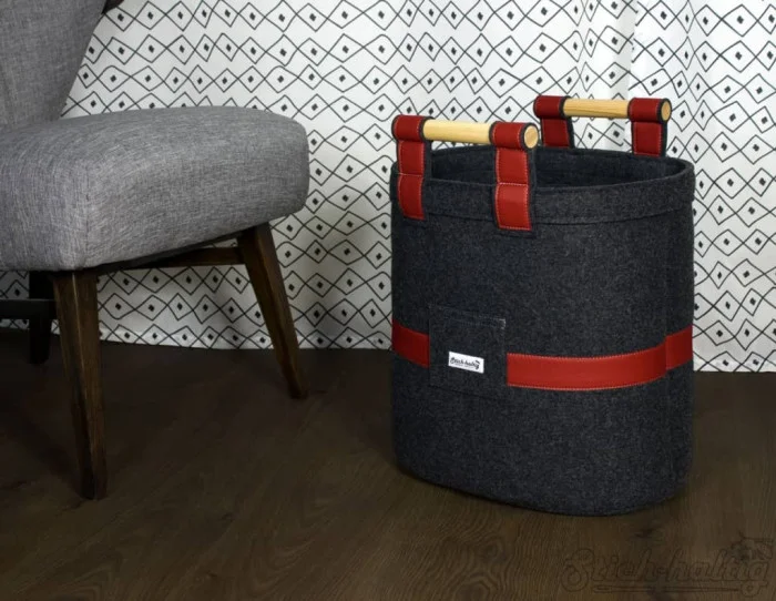 Filzkorb Leder rot