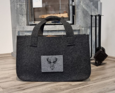 Filztasche für Kaminholz mit Hirschkopf