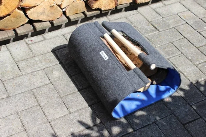 Kaminholztrage Stich-haltig.com blau