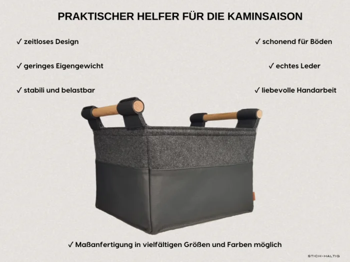 Handgefertigte Leoprint Filztasche in Grau mit markantem Leoprint-Muster