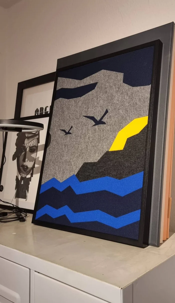 Maritimer Wandteppich aus Filzelementen
