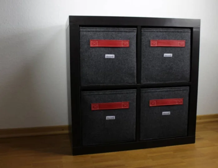 Regalkorb mit Ledergriff dunkelrot