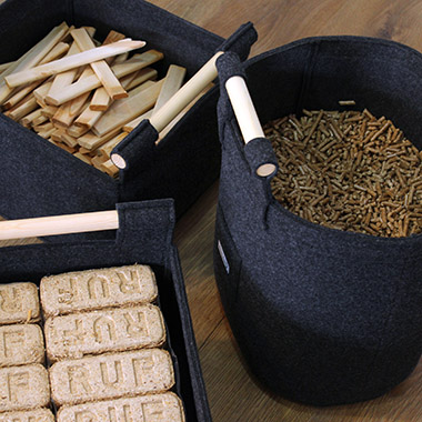 Filzkörbe für Pellets und Briketts