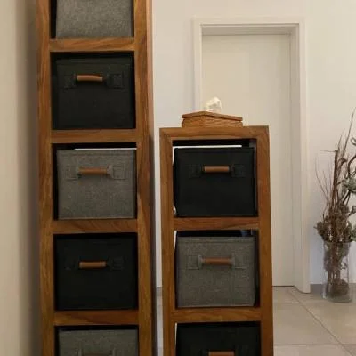 Filzkoerbe Mit Rundem Ledergriff