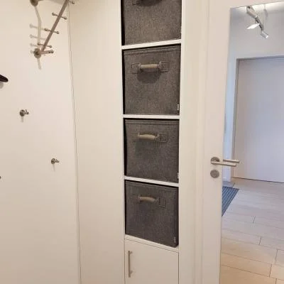Regalkoerbe Ledergriff Hellgrau